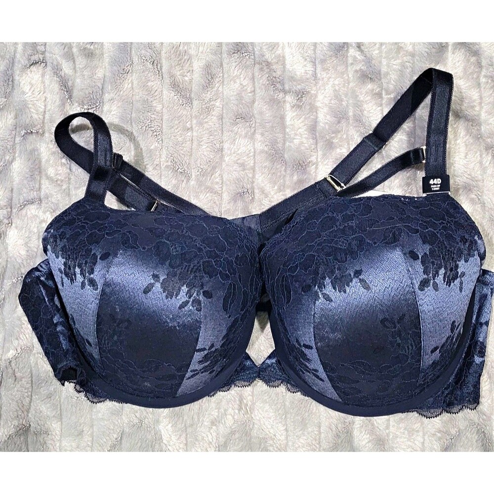 Torrid Curve Womens 44D Black Floral Lace Push-Up Padded Bra With Underwire NWT